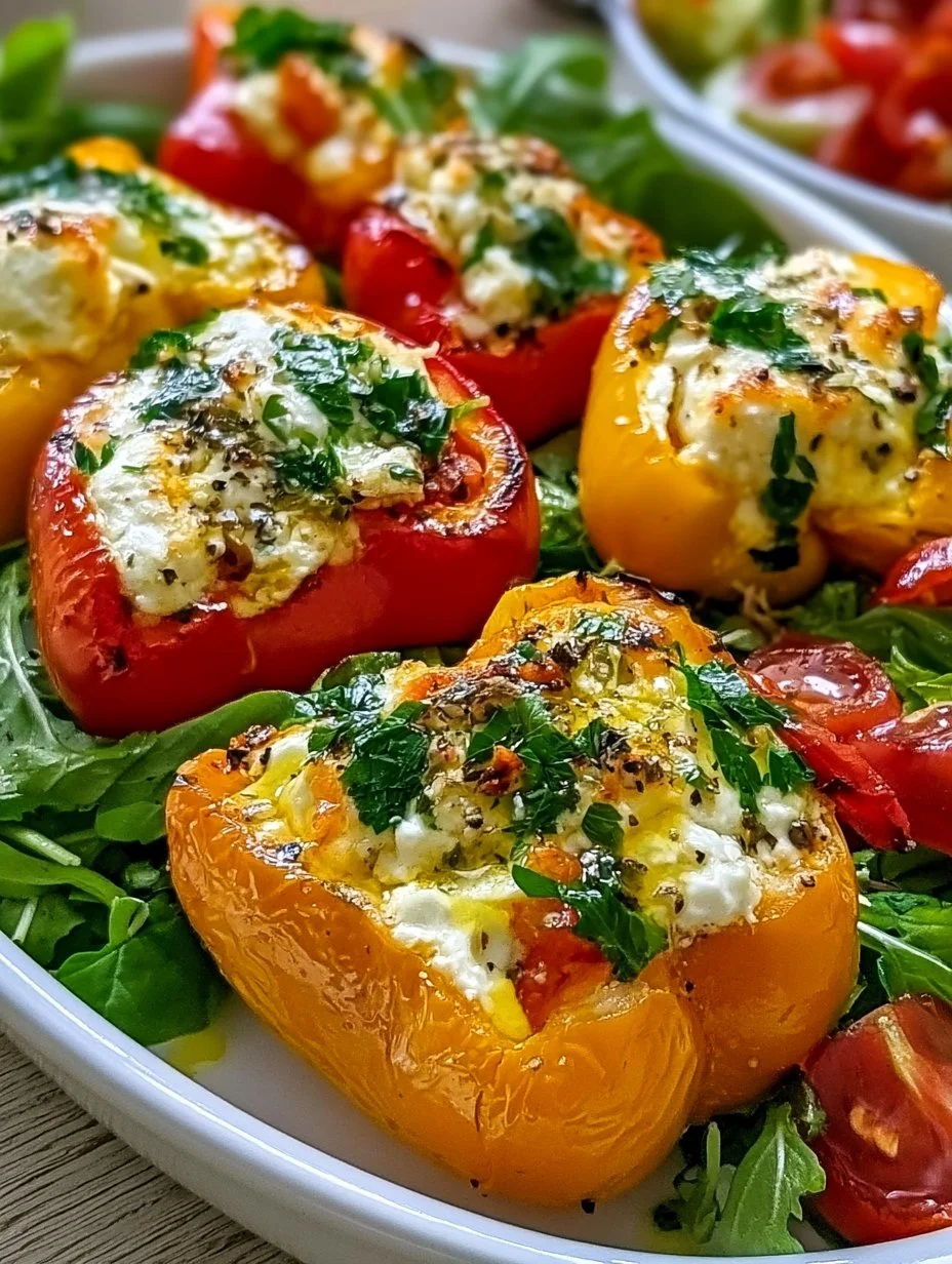 Gefüllte Feta- Paprika mit Salat