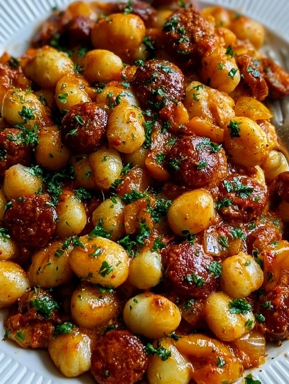 Gnocchi mit Chorizo und würziger Harissasauce