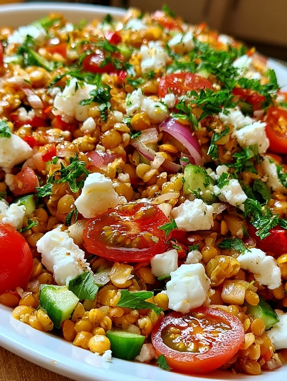 Rote Linsen Salat Orientalisch mit Feta