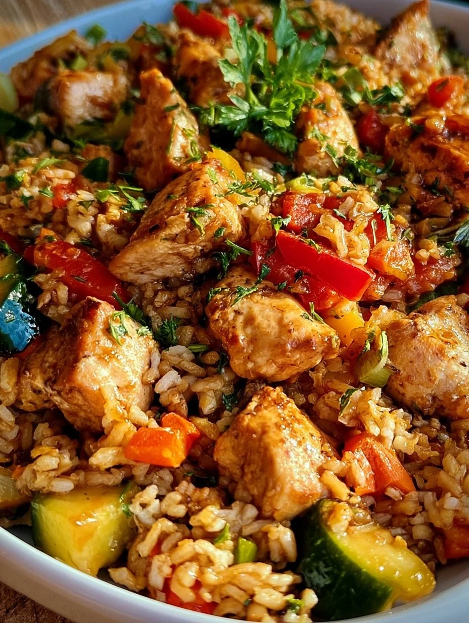 Schnelle Reispfanne mit Hühnchen