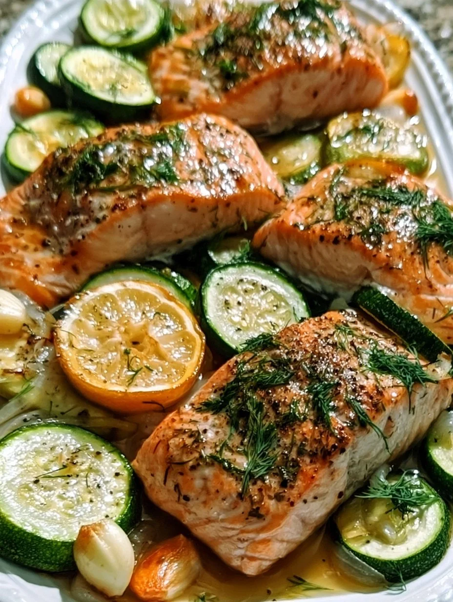 Zucchinipfanne mit Lachs