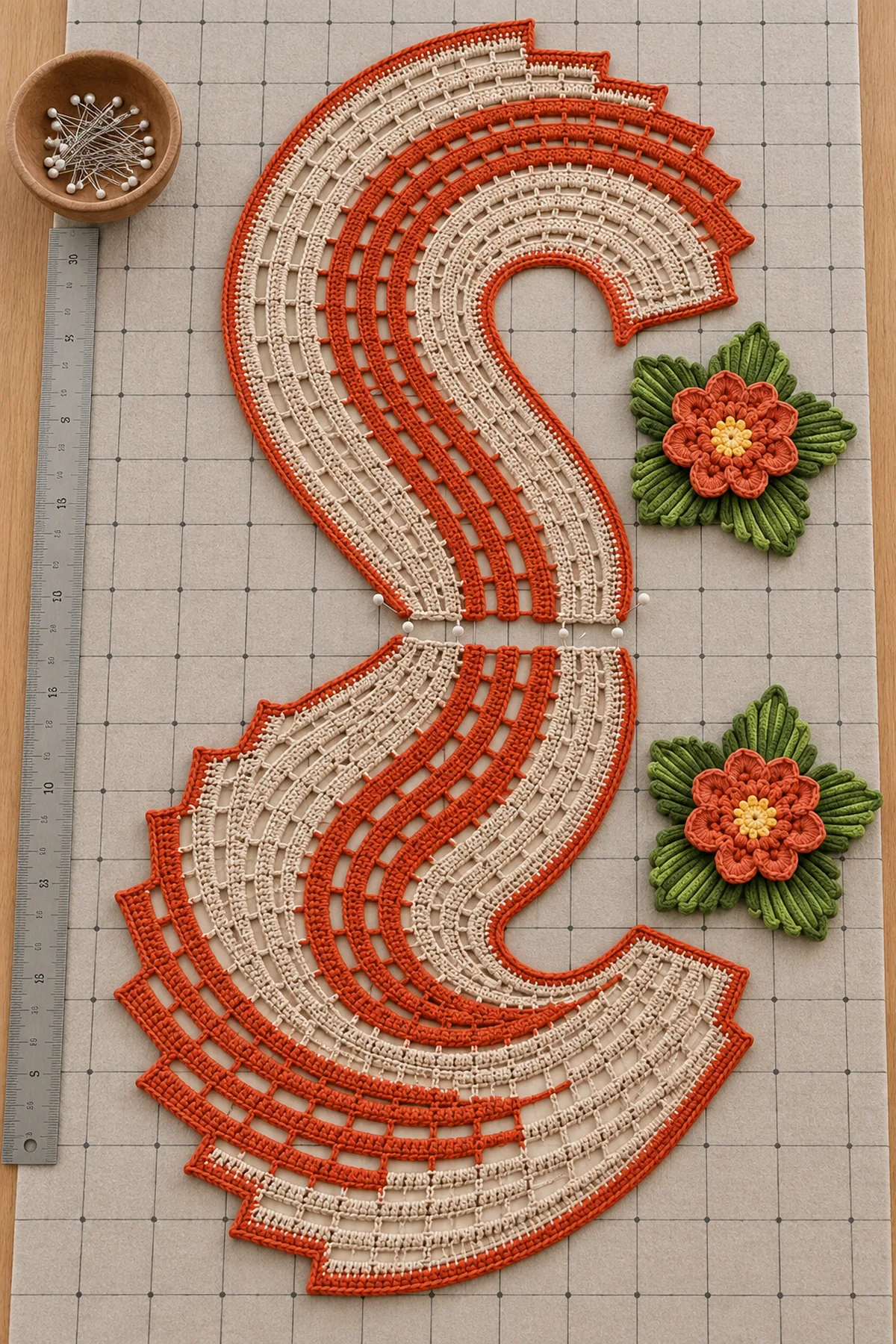 Two mirrored spiral lobes arranged as one S before joining the curved waist